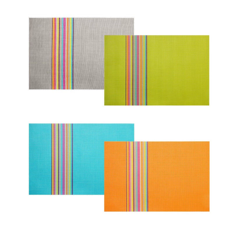 SHACOS Placemats Set of 4 Colorful Woven Vinyl Place Mats for Dining Table Reversible PVC Heat Resistant Table Mats (4, Multicolor) - Image 4